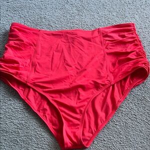 High-Waisted Red Bikini Bottom. Beach Betty.